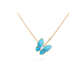 Van Cleef & Arpels Two Butterfly turquoise and diamond butterfly necklace