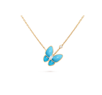 Van Cleef & Arpels Two Butterfly turquoise and diamond butterfly necklace