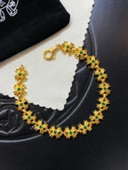 Chrome Hearts 22K Gold Emerald Cross Bracelet
